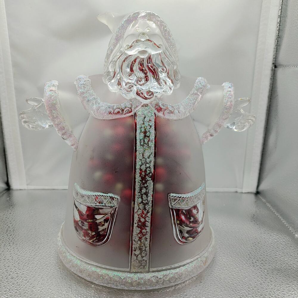 Frosted Santa Figurine with Red & Gold Beads
